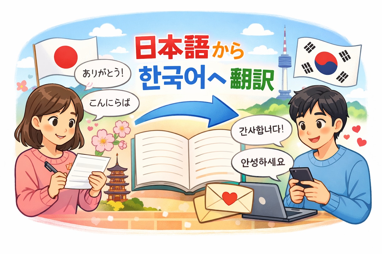 日本語から韓国語へ手紙•メッセージの翻訳をします 韓国語能力検定6級保持者が韓国語の添削を行います。 イメージ1