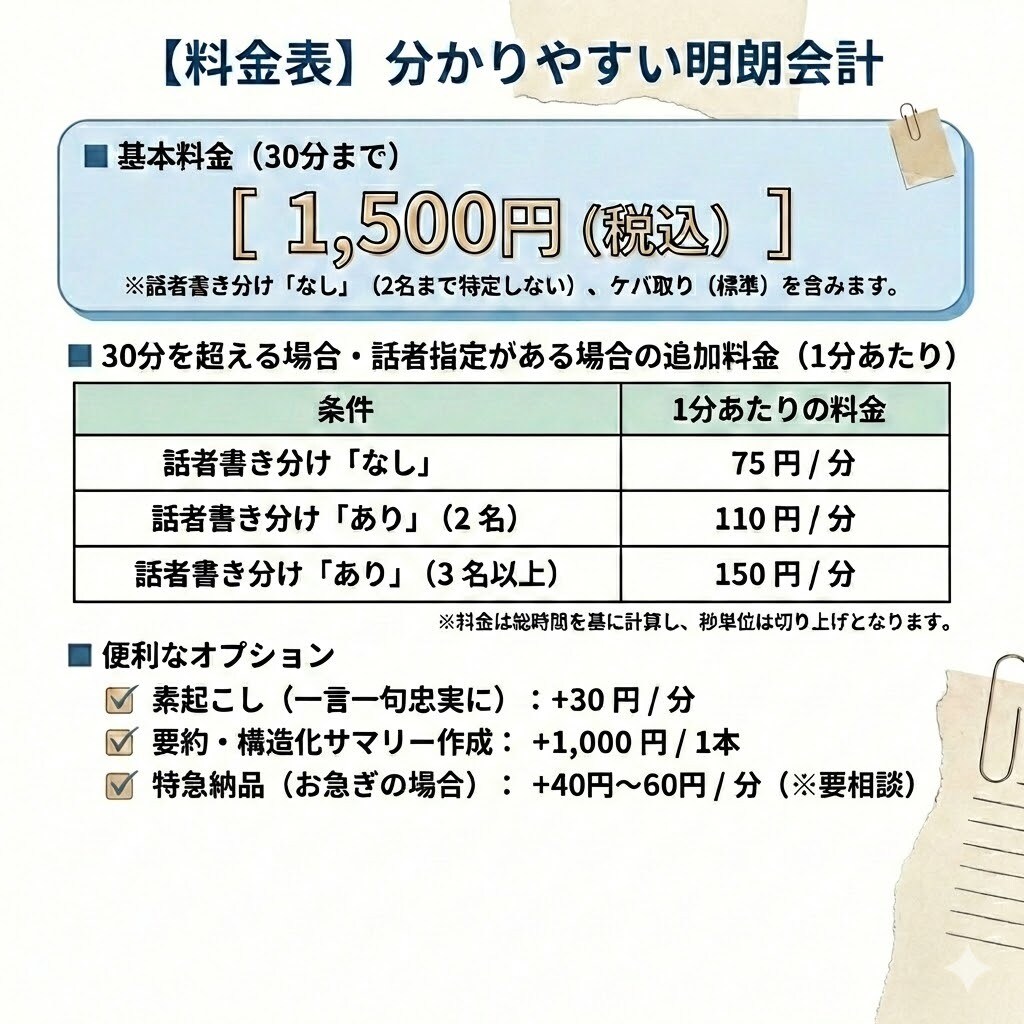 1分50円/丁寧に音声・動画を文字起こしします 最短翌日！一音ずつ耳で聴き取り、丁寧に文字起こしします イメージ2