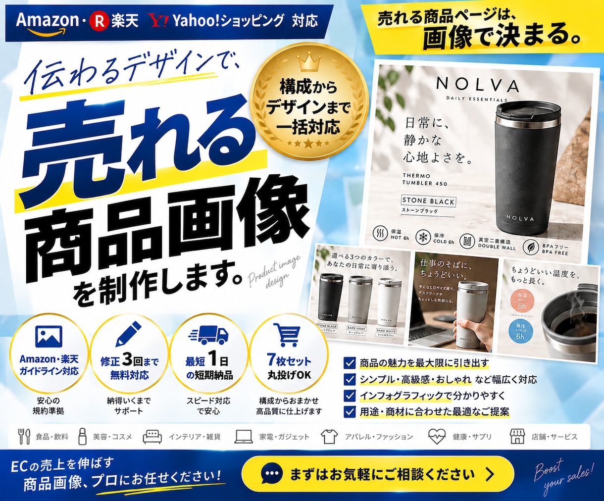 商品の魅力が伝わるEC商品画像を制作します Amazon・楽天・Yahoo!ショッピングなどで使用可能 イメージ1