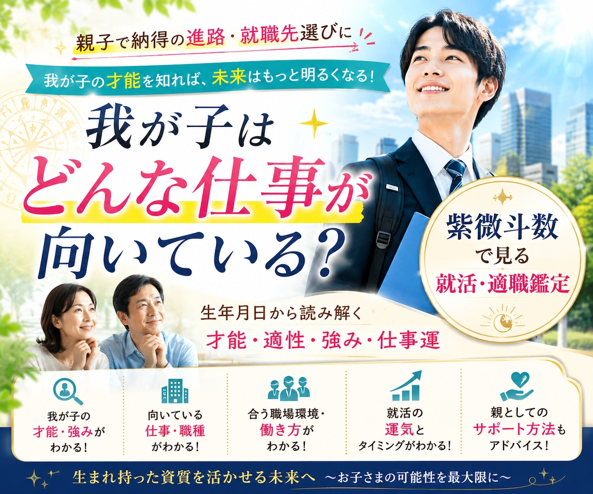 どんな仕事が向いてる？紫微斗数で就活適職鑑定します 我が子の才能を活かせる仕事と働き方を鑑定します イメージ1