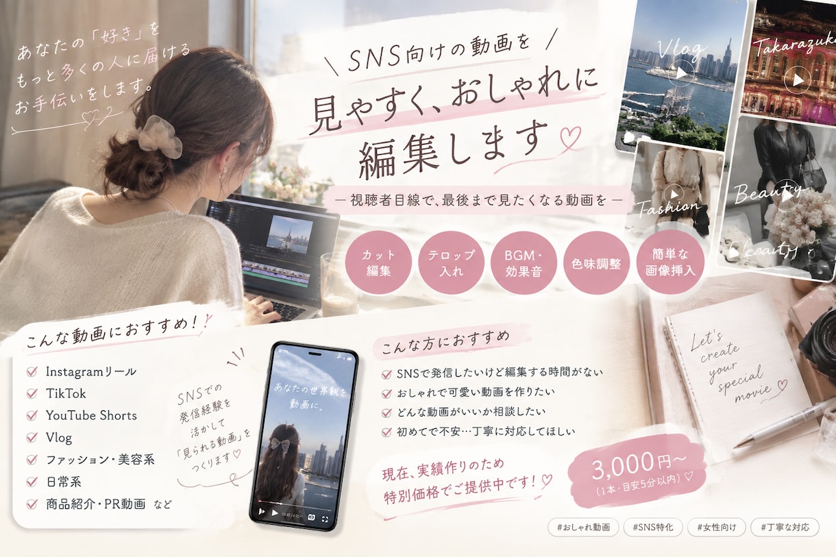 最後まで見たくなる動画に編集します SNS投稿経験を活かして、見やすく可愛い動画に イメージ1