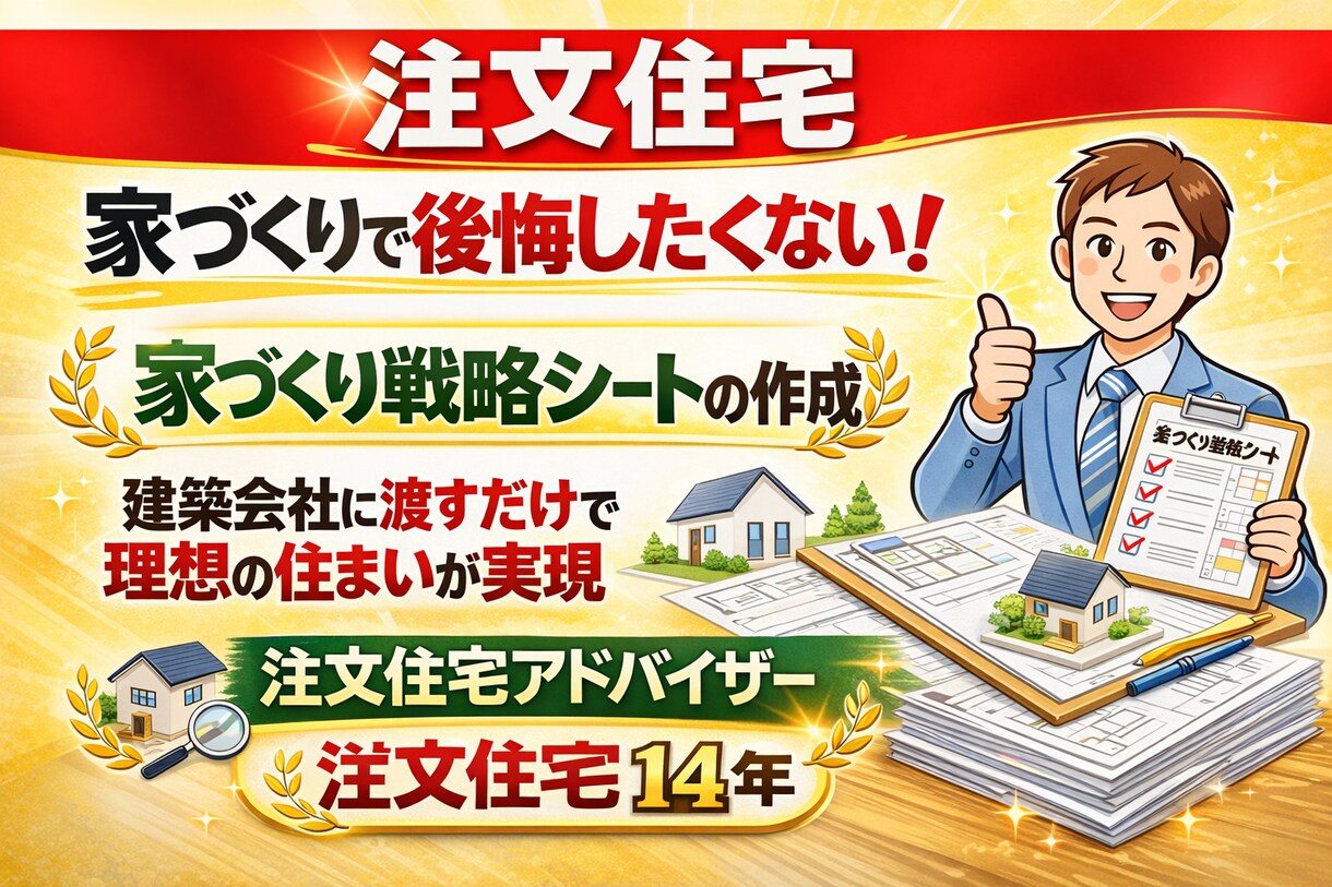 理想の住まいを実現！家づくり戦略シートを作成します 建築会社に渡すだけ！現役プロ注文住宅アドバイザーが一緒に作成 イメージ1