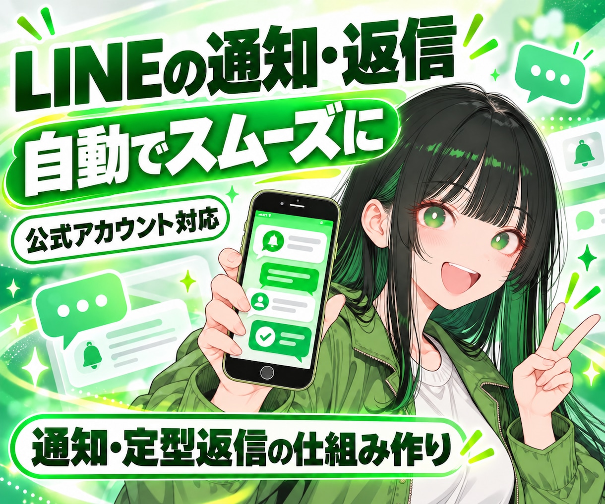 LINE公式アカウントの自動返信・通知を作ります 標準機能で足りないLINE業務を、必要な範囲だけ自動化します イメージ1