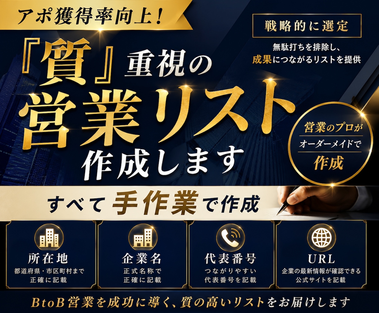 アポ獲得率向上！『質』重視の営業リスト作成します プロが営業戦略と経験に基づく「勝てる」法人リストを提供します イメージ1