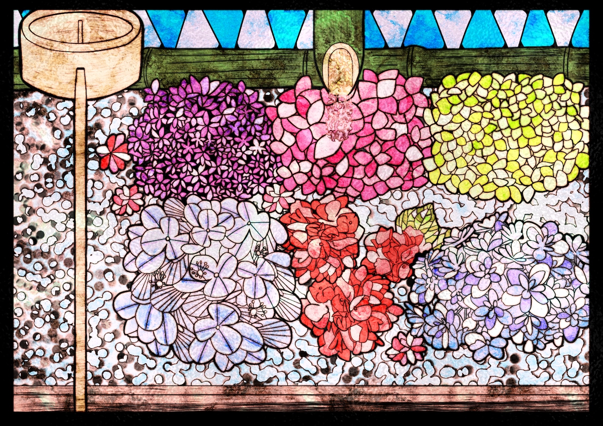 商用・個人用☆ステンドグラス風のイラスト描きます スマホ待ち受け、動画素材SNS・ブログ用アイコンなど使える！ イメージ1