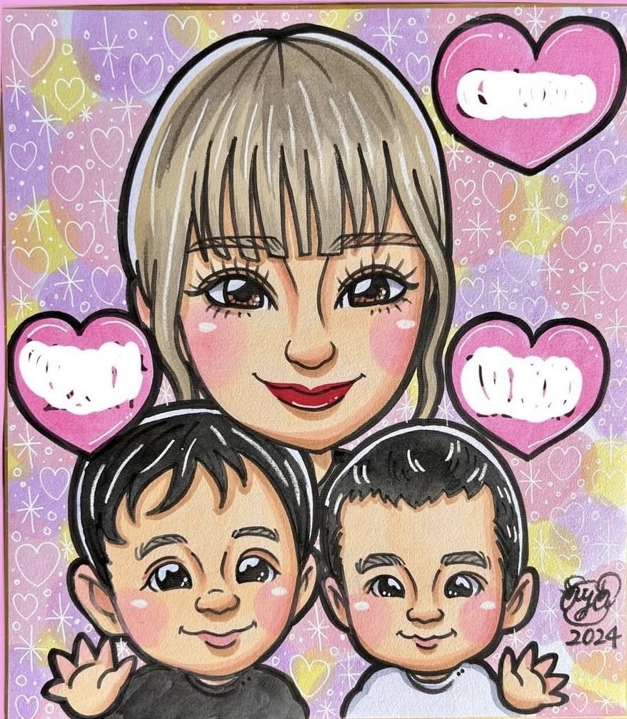 最短翌日発送！可愛い水彩画似顔絵描きます 素早く納品★可愛くてカラフルでキラキラ背景似顔絵！ イメージ4
