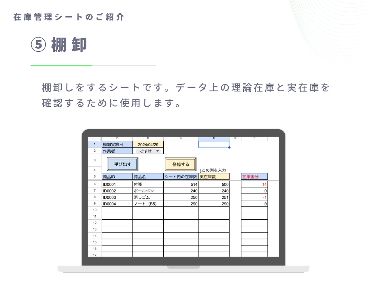 スプレッドシート在庫管理表を提供します スプレッドシート×GASを使った在庫管理シートの作成 イメージ6