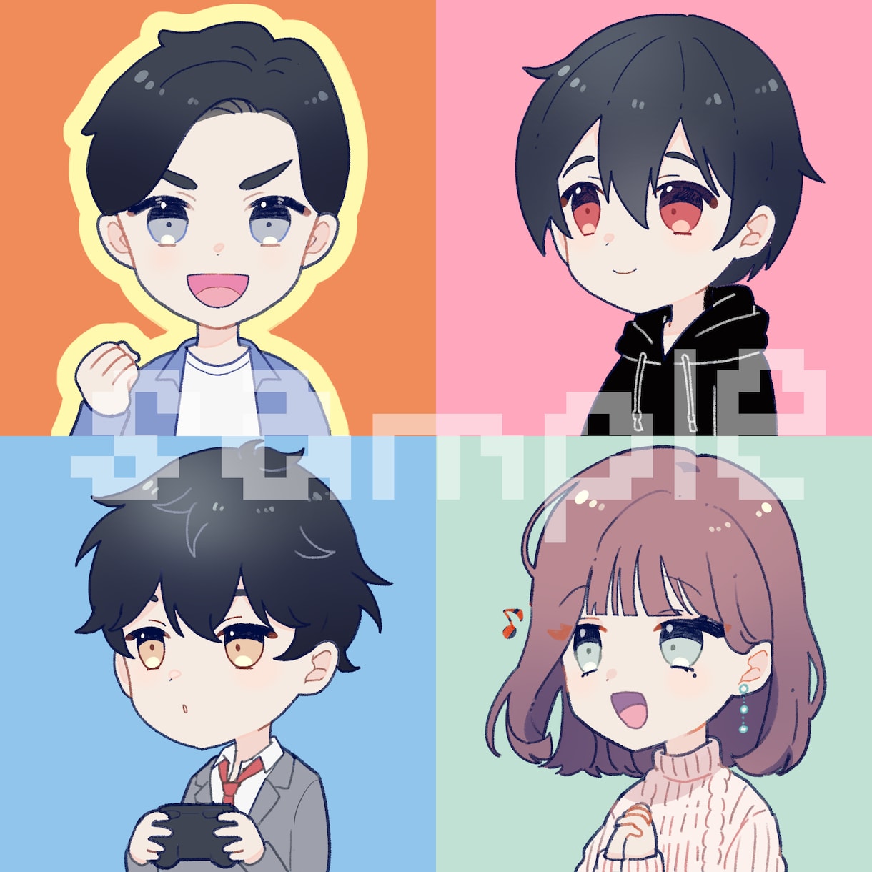 商用可/SNS等★アイコン描きます シンプルで可愛いデフォルメアイコン作成します！商用利用可能 イメージ2
