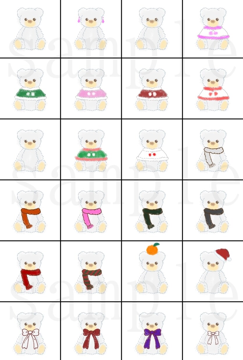 着せ替えできるクマさん描きます パーツを選んでオンリーワン！着せ替えリクエスト受付中！ イメージ5