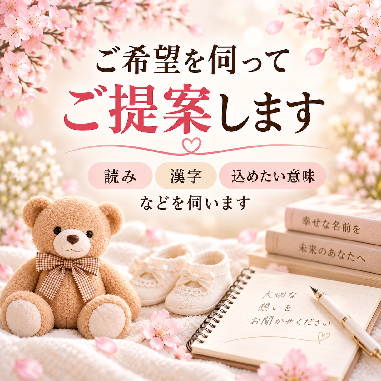 姓名判断で大切な赤ちゃんのお名前をご提案します 一生の宝物☆ご家族の想いを大切に命名のお手伝いします。 イメージ4