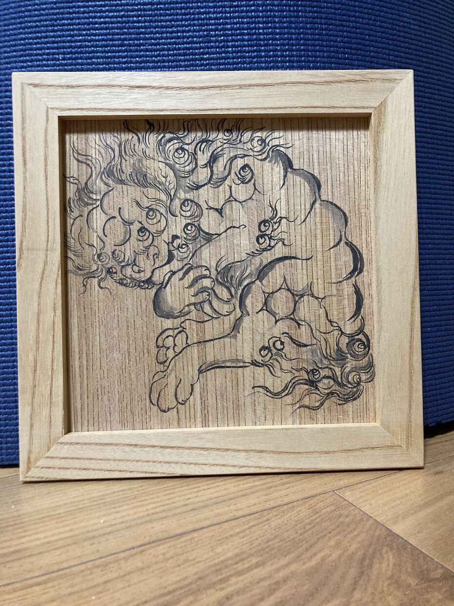 けやきの額に木彫師に墨絵を描いていただけます 無垢のケヤキ材に世界にひとつの墨絵を描いていただきます イメージ2