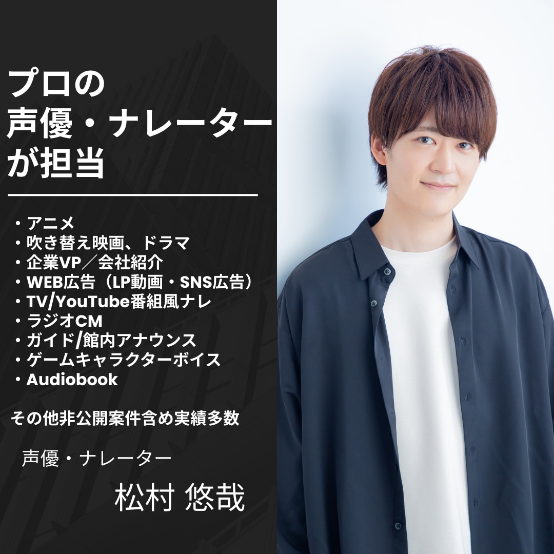事務所所属プロ声優のボイスをお届けします 自然で感情の伝わる男性キャラクターをお求めの方へ イメージ1