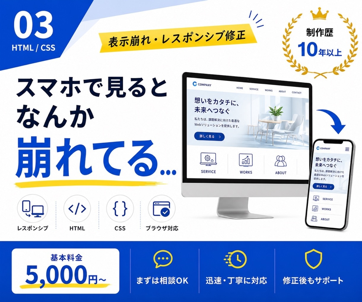 HTML・CSSの表示崩れを修正します スマホ対応やブラウザ間の差を調整します イメージ1