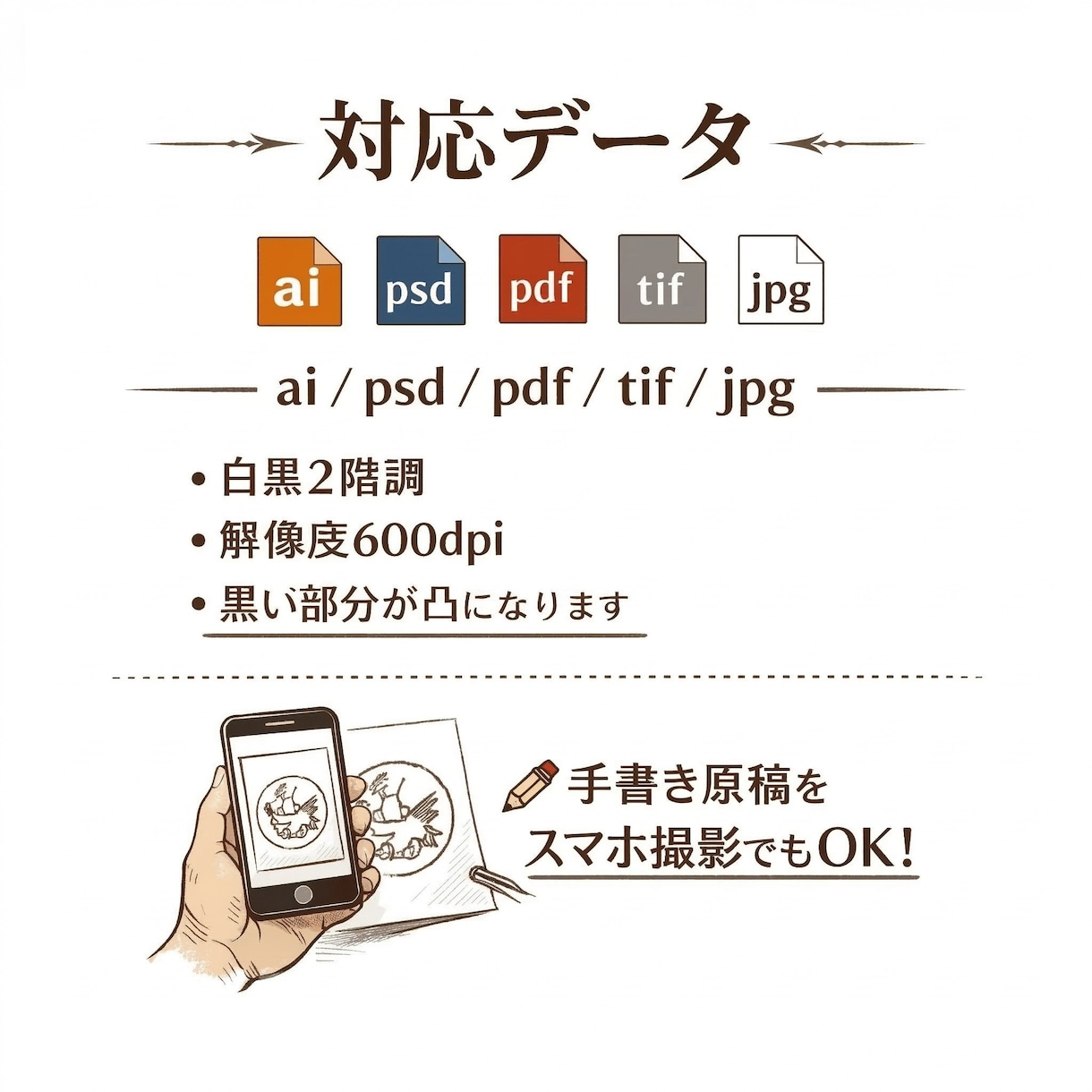 シーリングスタンプ入稿フルオーダーでお作りします ヘッドのみ/25㎜丸形真鍮/WAXは別オプション イメージ5