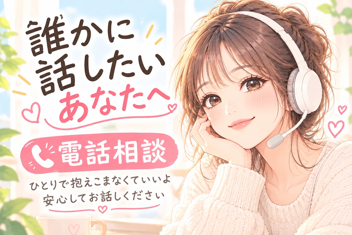 誰にも言えない気持ちも、親身になってお聞きします 誰にも言えなかった。話すだけで心が軽くなる時間を イメージ1