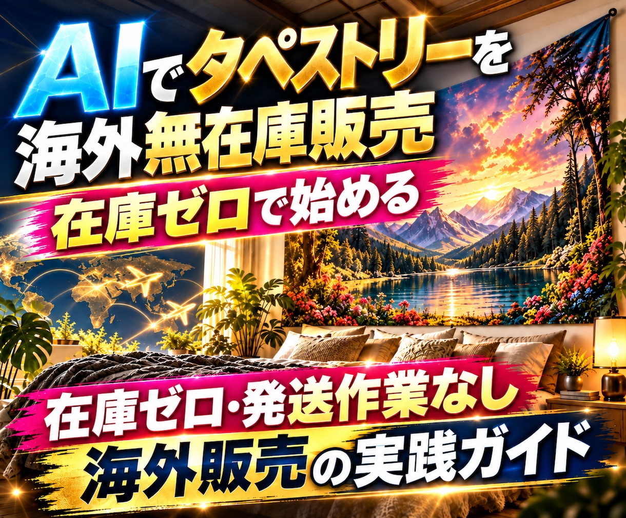 AIタペストリーを海外無在庫販売する方法を教えます 在庫ゼロ・発送作業なしで始める海外販売ビジネスの完全実践教材 イメージ1