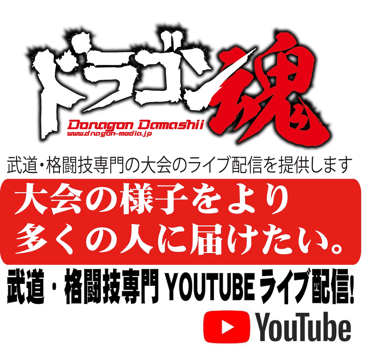 武道・格闘技専門の大会ライブ配信します ドラゴンメディアで大会のライブ配信いたします イメージ1