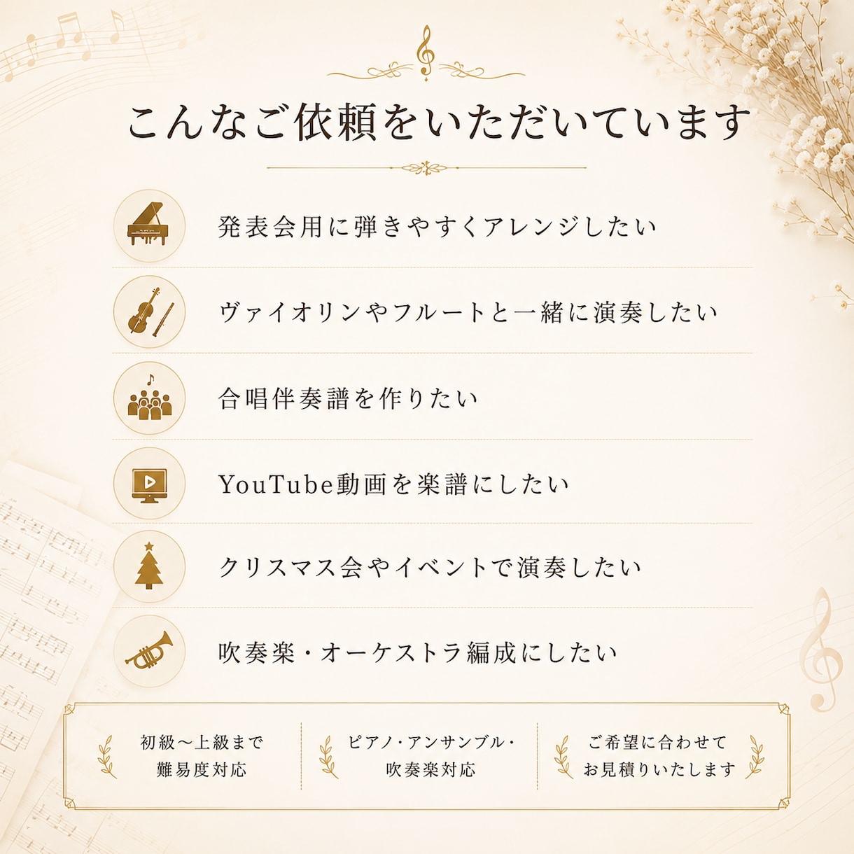 ピアノ・アンサンブル楽譜を作成します 実績500曲以上。お好きな編成やレベルに合わせて編曲します イメージ4