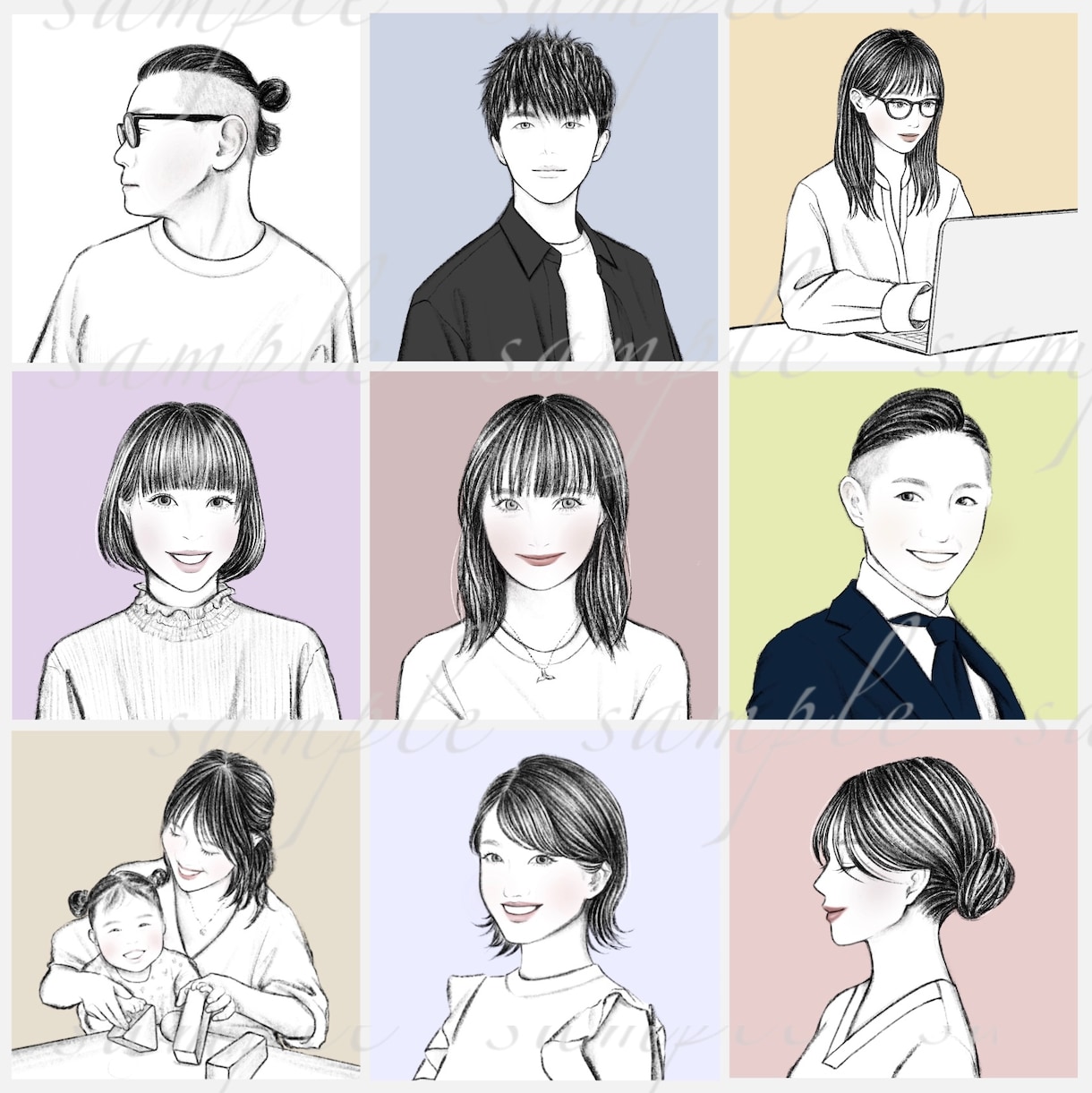 お写真を元に♪ おしゃれな似顔絵・アイコン描きます シンプルだけど目立つ！SNS・ビジネス・プレゼントなどに◎ イメージ9