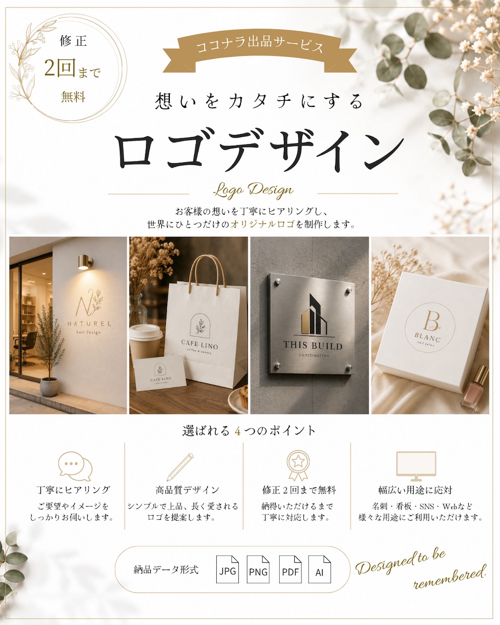 想いが伝わる上品なロゴ制作します ブランド価値が伝わるロゴをご提案します イメージ1