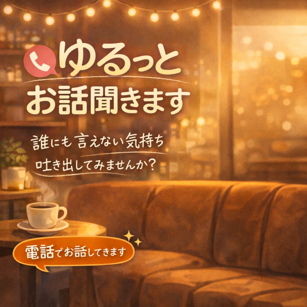 ただ話したいときに、ゆるっと聞きます 言えない想い、吐き出すだけでも心は軽くなります イメージ1