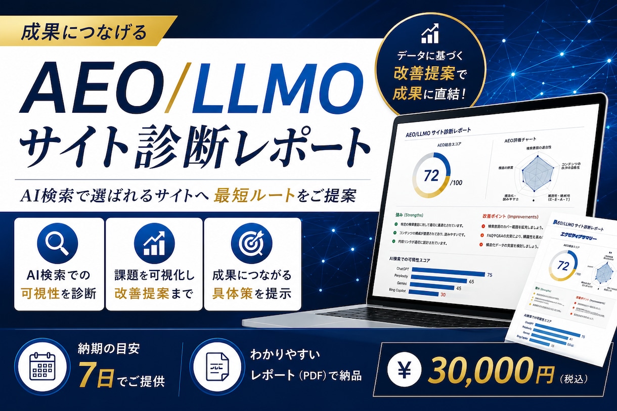 AEO/LLMOサイト診断レポートを作成します AI検索に引用されるサイト構造をプロが診断・改善提案 イメージ1