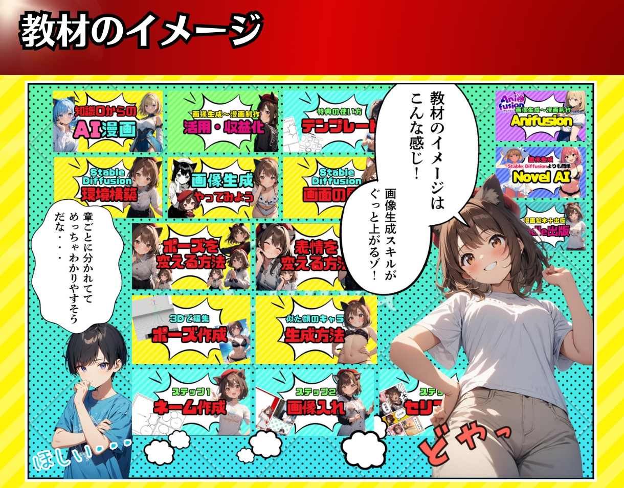 知識０からの『AI漫画制作完全ガイド』提供します ✅【素材集・テンプレ付】初心者でもAI漫画家になれる攻略本 イメージ3