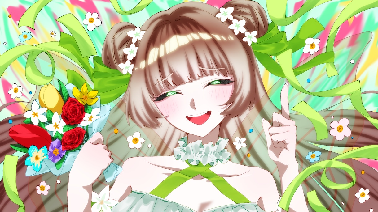 VTuber様向けキラキラ可愛い1枚絵を制作します 商用利用込み！キラキラ可愛いイラストを最短2日でお手元に！ イメージ6