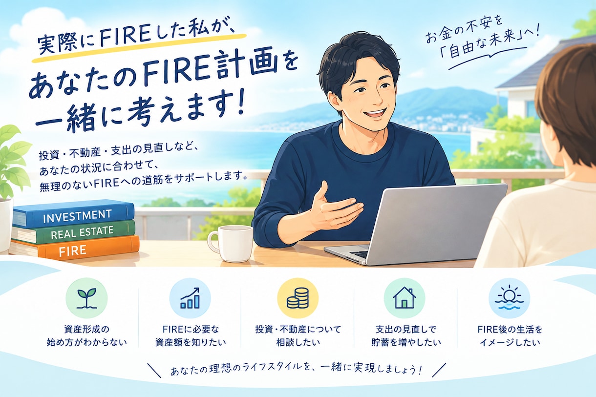 FIREした私が、FIRE計画を一緒に考えます FIREを目指す方へ。達成者が資産形成の悩みに答えます イメージ1