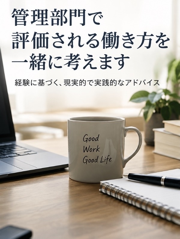 管理部門で評価される働き方を相談します 管理部門の実務経験から、昇進・評価・立ち回りを助言 イメージ2
