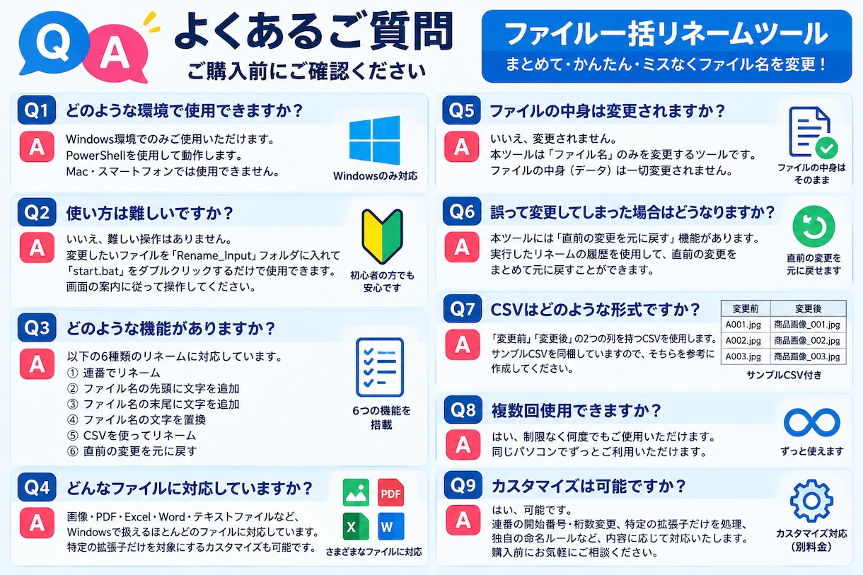複数のファイル名をかんたんに一括変更します 連番・文字追加・置換・CSV指定に対応しています イメージ2