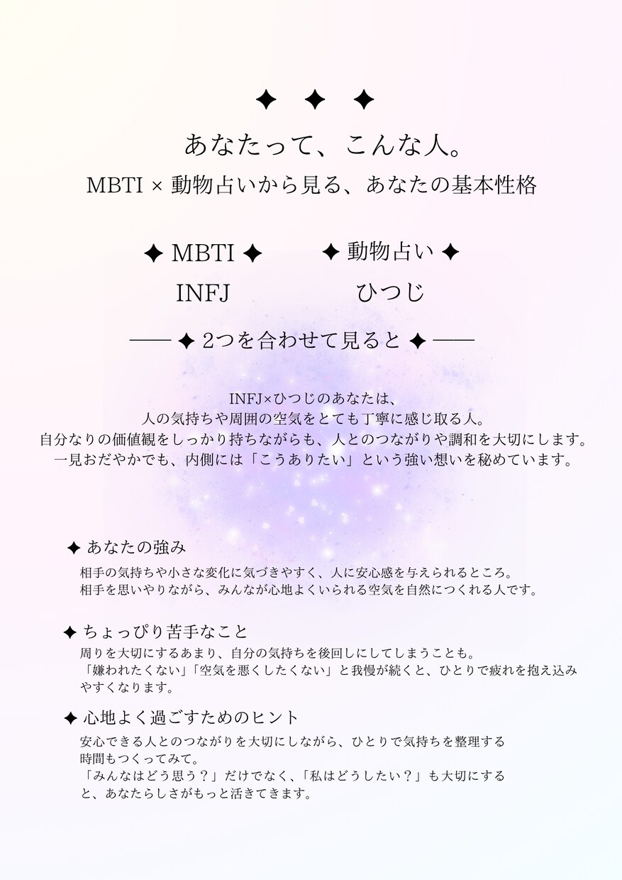タロットであなたの取扱説明書を作りますます MBTI×12タイプ性格占い×タロットで自分をもっと深く知る イメージ3