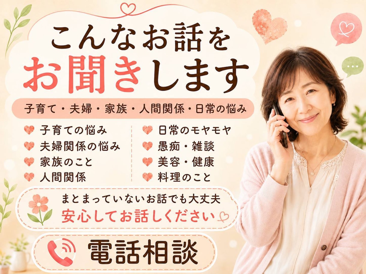 人生経験豊富な私が優しく聞きますます 誰にも言えない気持ちを優しく受け止めます イメージ2