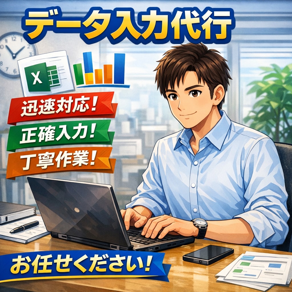 Excelのデータ入力・整理を代行します 正確・スピード重視 小さな作業でもお気軽にご依頼ください!! イメージ1