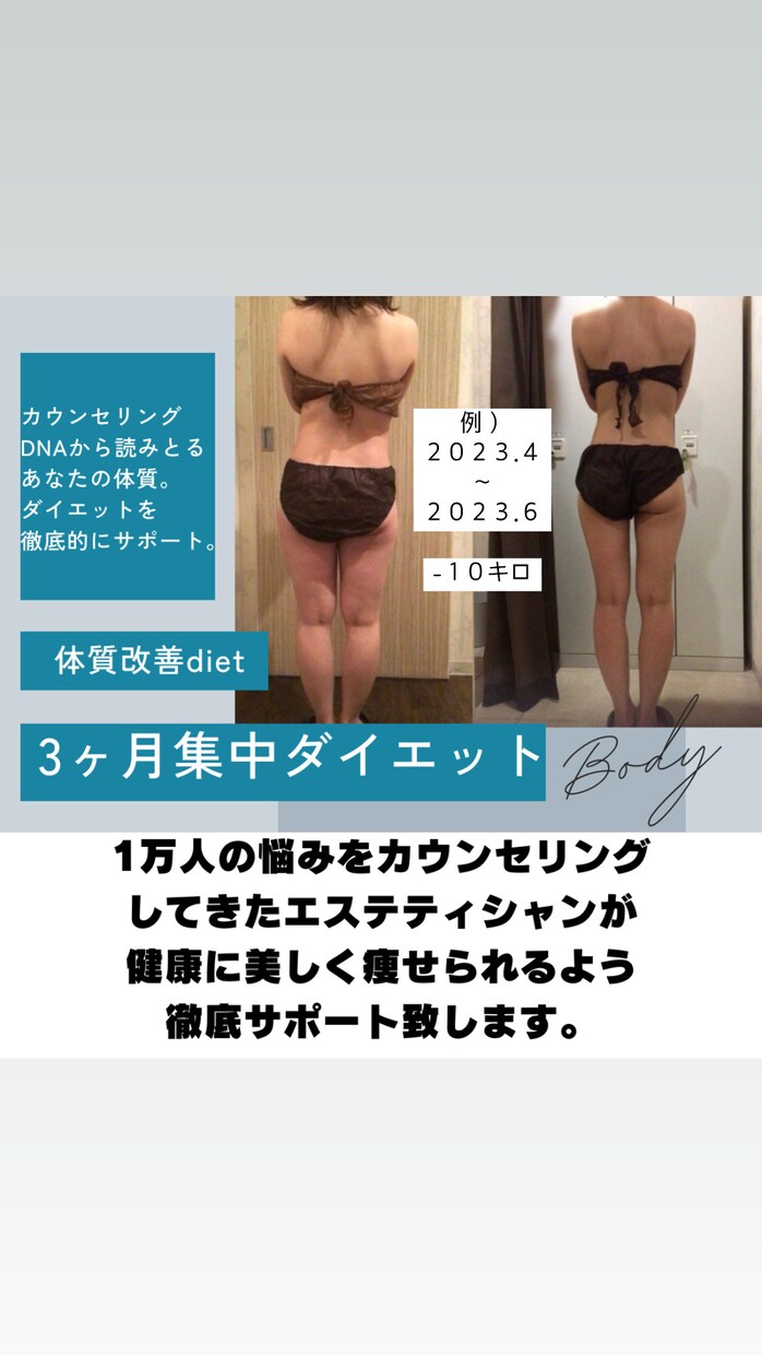 3ヶ月体質改善ダイエット徹底サポート致します 痩せる方法をプロの痩身カウンセラーがサポートさせて頂きます。 イメージ1