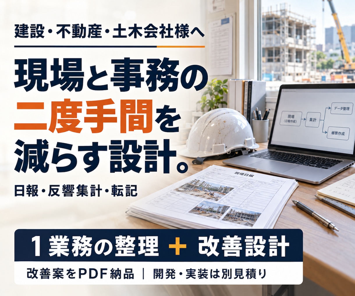 建設・不動産・土木の業務改善を設計します 日報・反響集計・転記の手間を整理｜改善設計をPDF納品 イメージ1