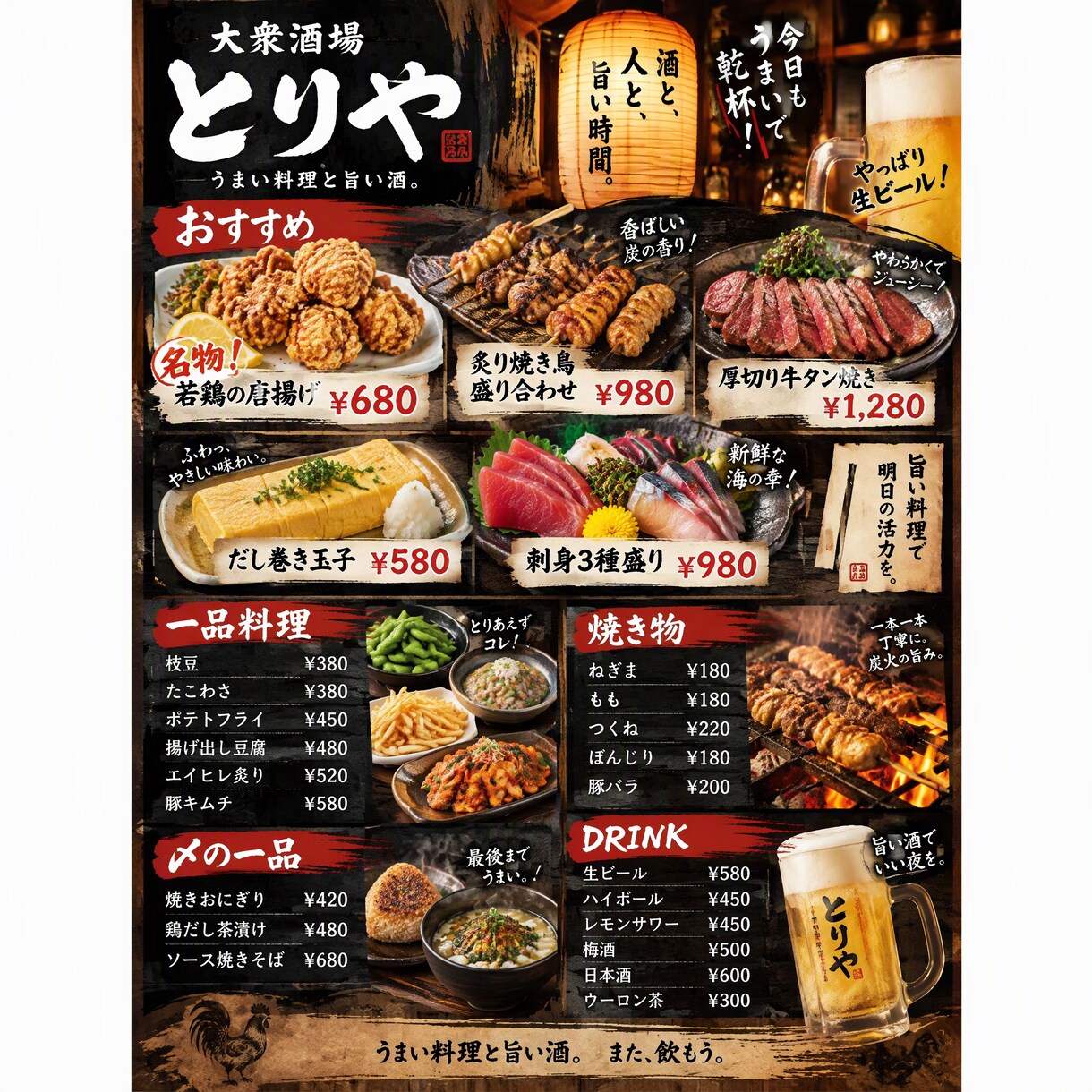 飲食店のおしゃれなメニュー表をデザインします AI×デザインで、料理が映えるメニュー表を制作します イメージ3