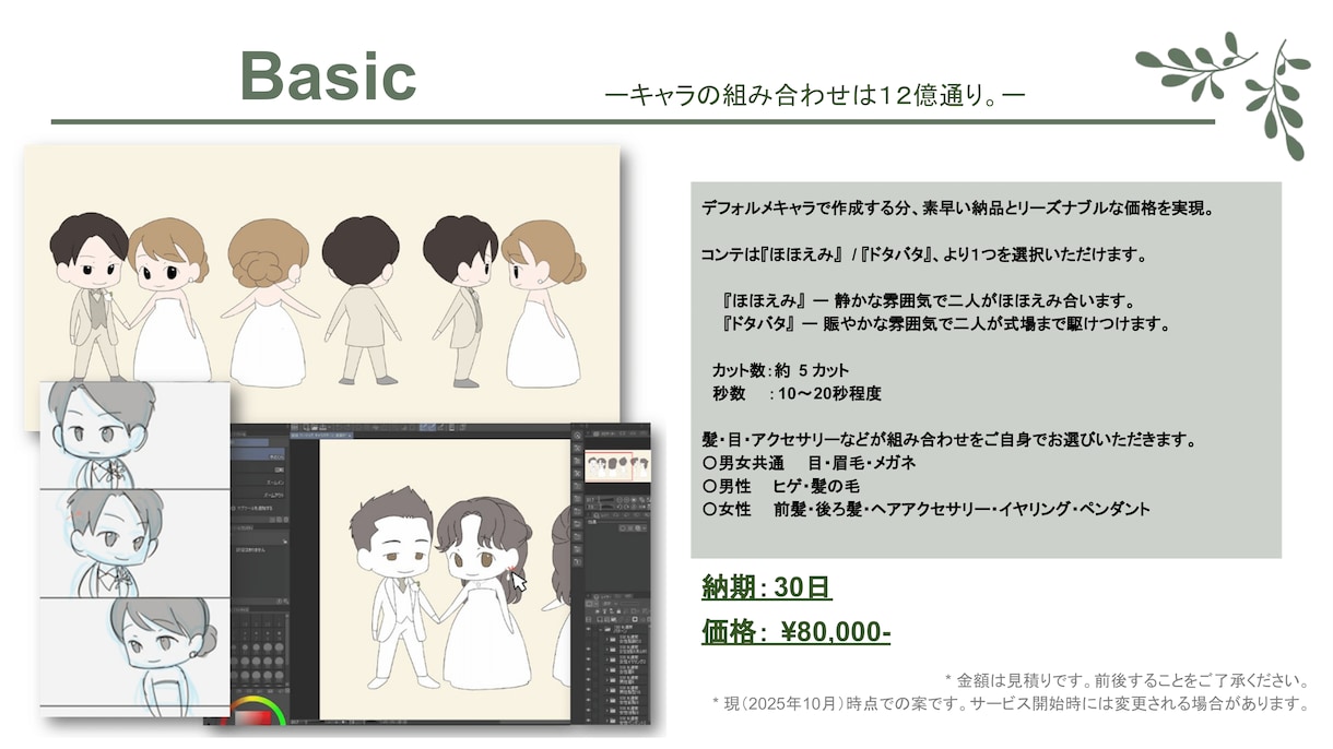 SDキャラで本格的な結婚式アニメを制作します 約12億パターンのキャラクリ！二人が主人公のアニメをお届け！ イメージ4