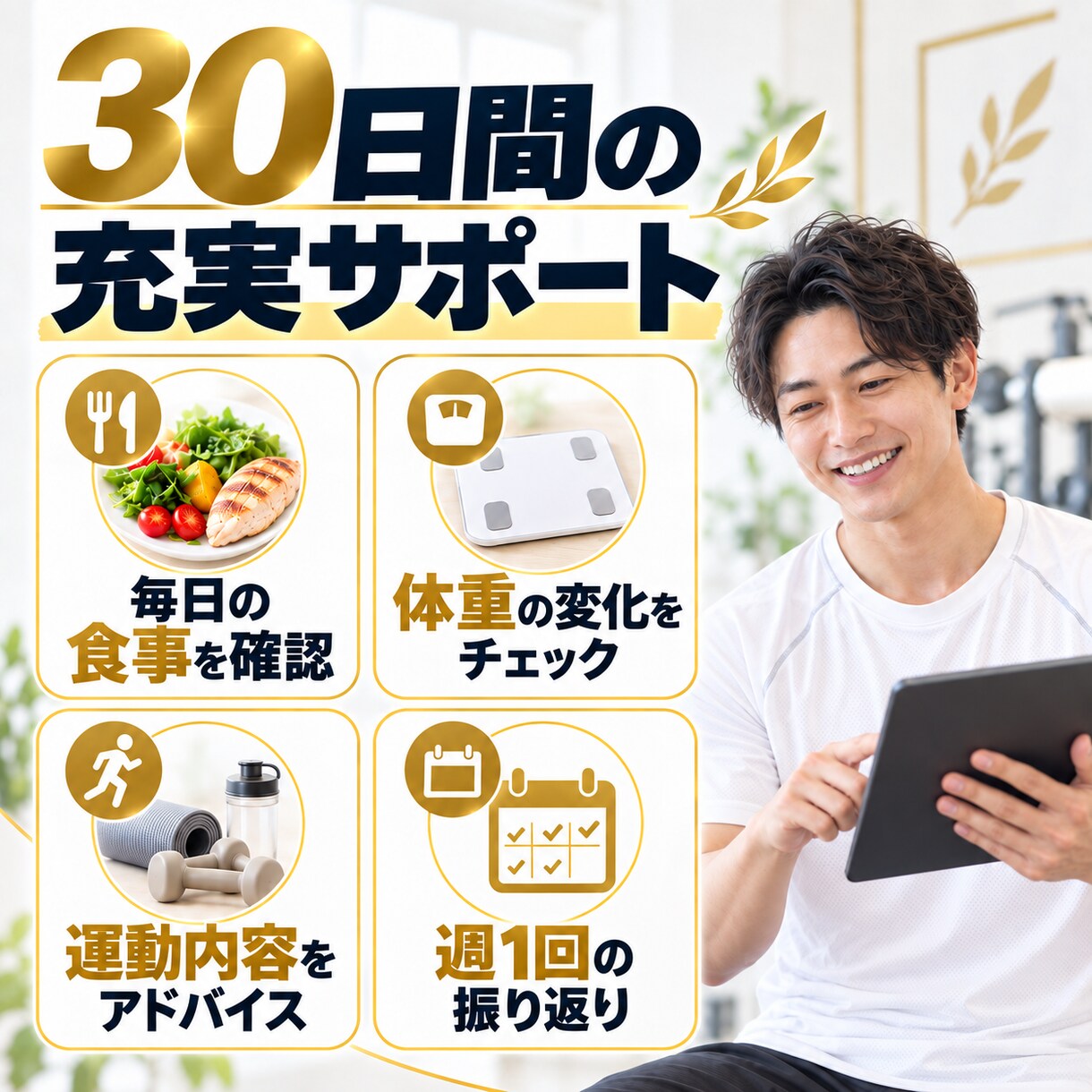 30日間あなたのダイエットを支えます 食事・体重・運動をプロが毎日サポートします イメージ2