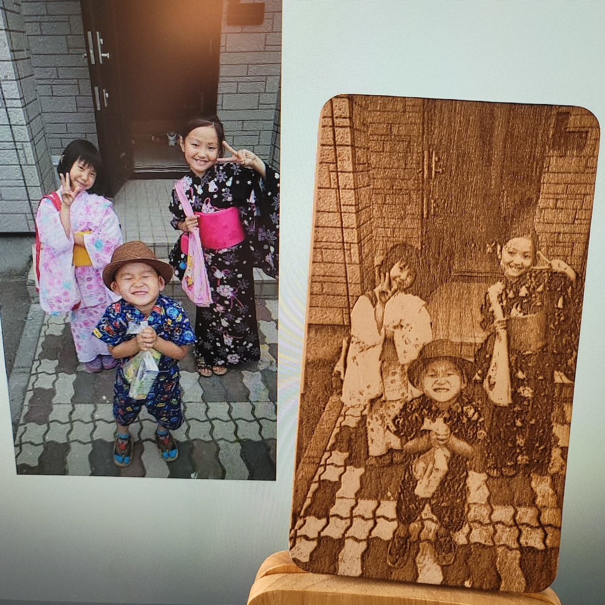 想い出写真やオリジナルロゴを木材に彫刻します 結婚式、還暦祝い等の想い出写真を温もりのあるウッドフォトに イメージ2