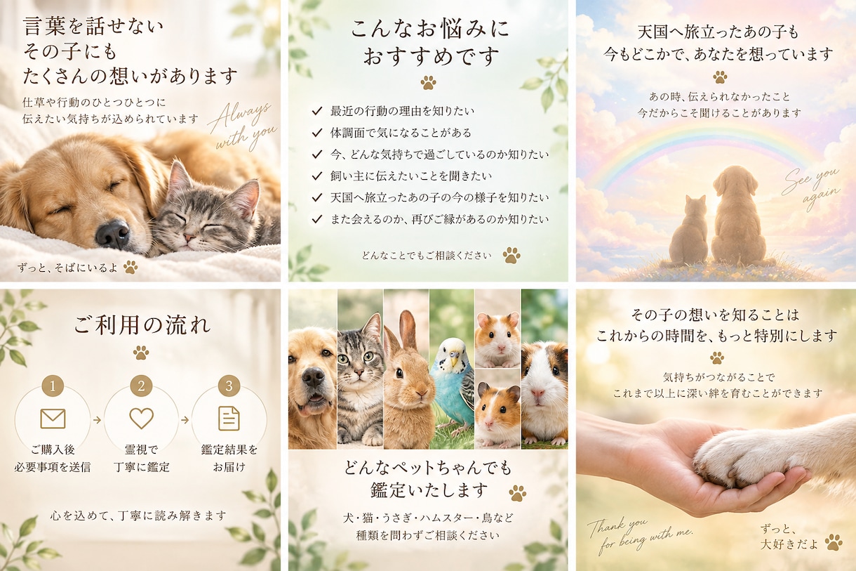 ペット霊視鑑定|言葉にならない心の声をお届けします 言葉を話せないその子の想いを、丁寧に読み解きます イメージ2