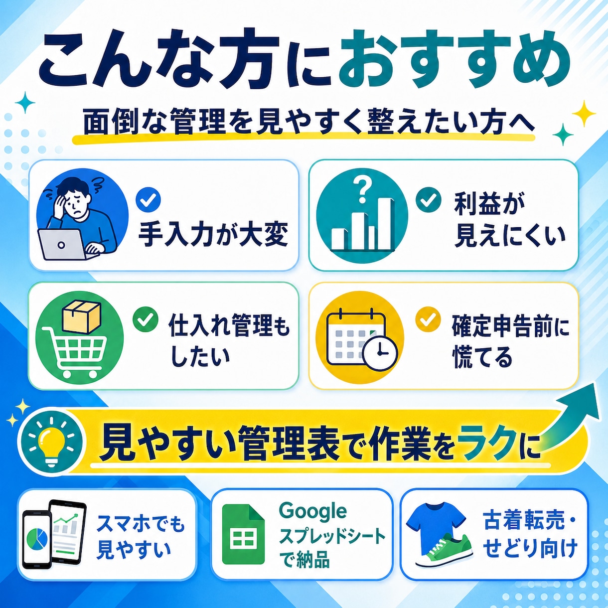 メルカリ売上管理表を作成します 面倒な売上・利益管理を見やすく整えます イメージ2