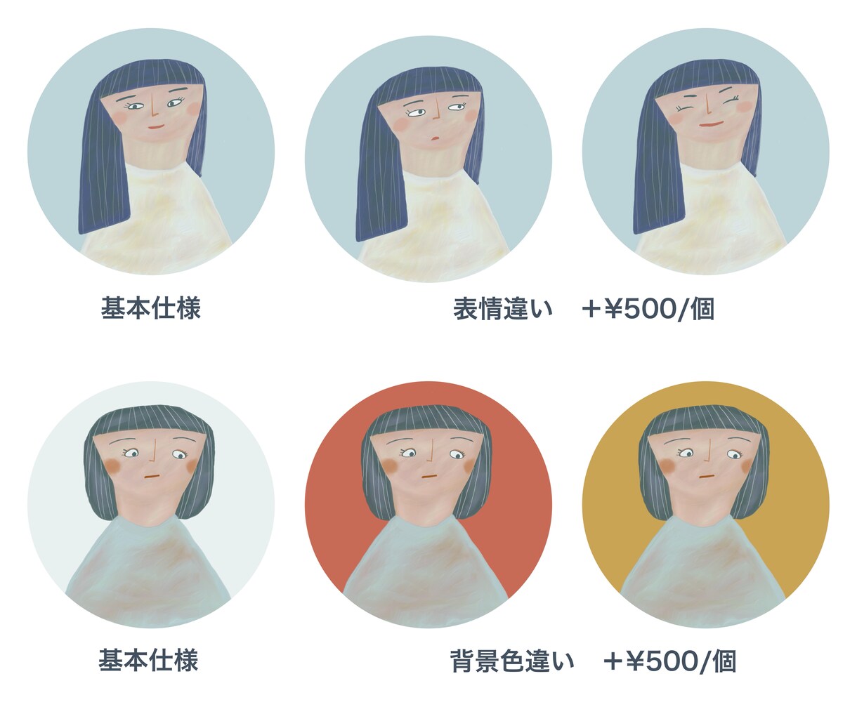 アイコン用イラスト描きます 色違い・セットでも！人物・動物などのほっこりしたイラストです イメージ4