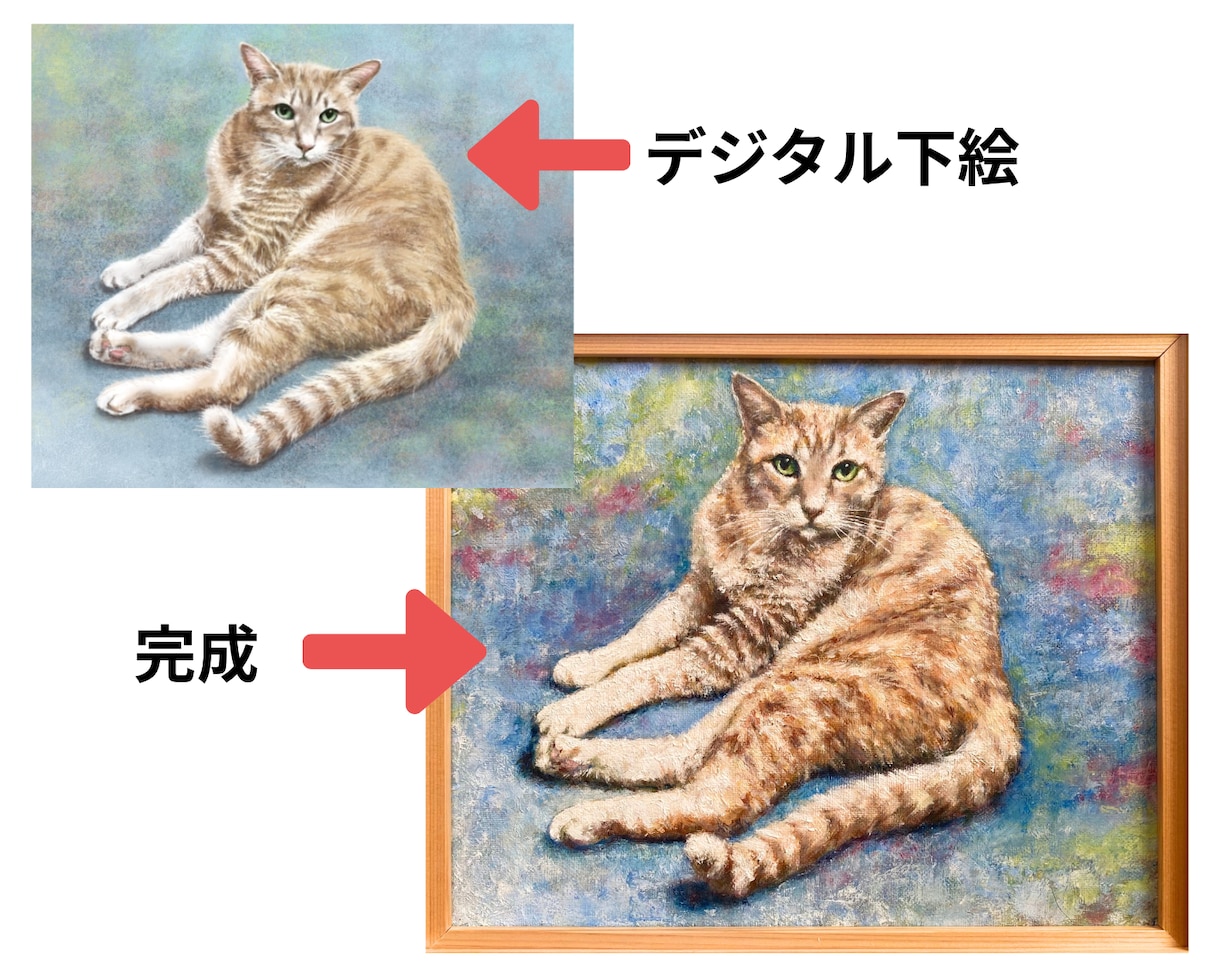 残したいペットの姿を油絵キャンバス原画で届けます 油絵の深みとリアルな描写で家族記念やプレゼントを制作。 イメージ9