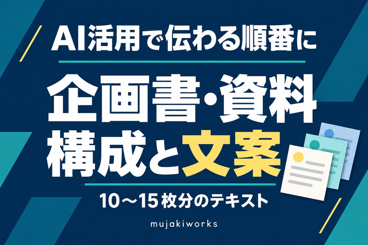AI活用で企画書・資料の構成と文案を作成します 散らばったメモを、説明できる資料の構成と文案へ イメージ1