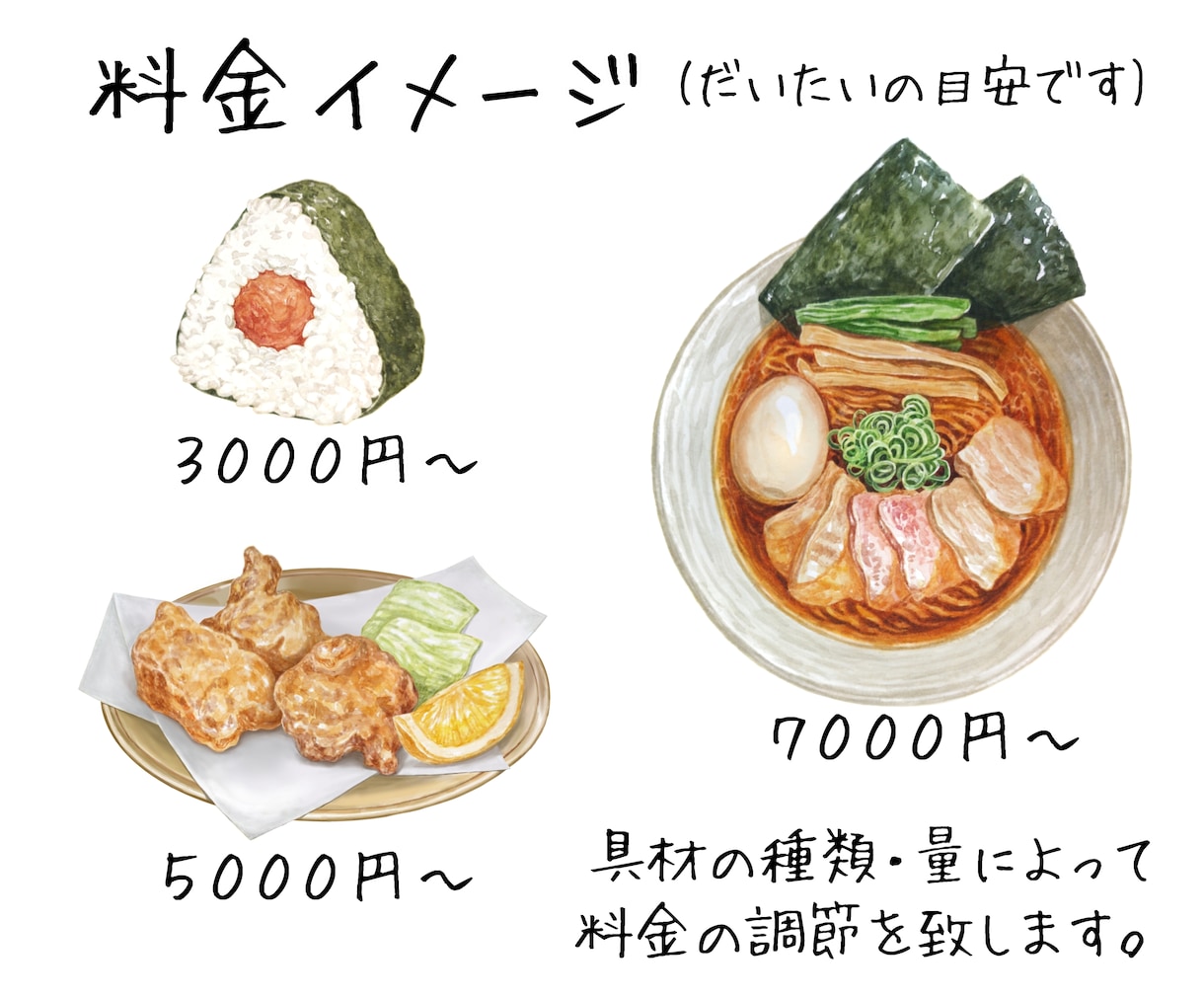 商用OK！食べ物イラスト制作致します 集客 店舗メニュー紹介用に アイコン用など食べ物好きな方にも イメージ2