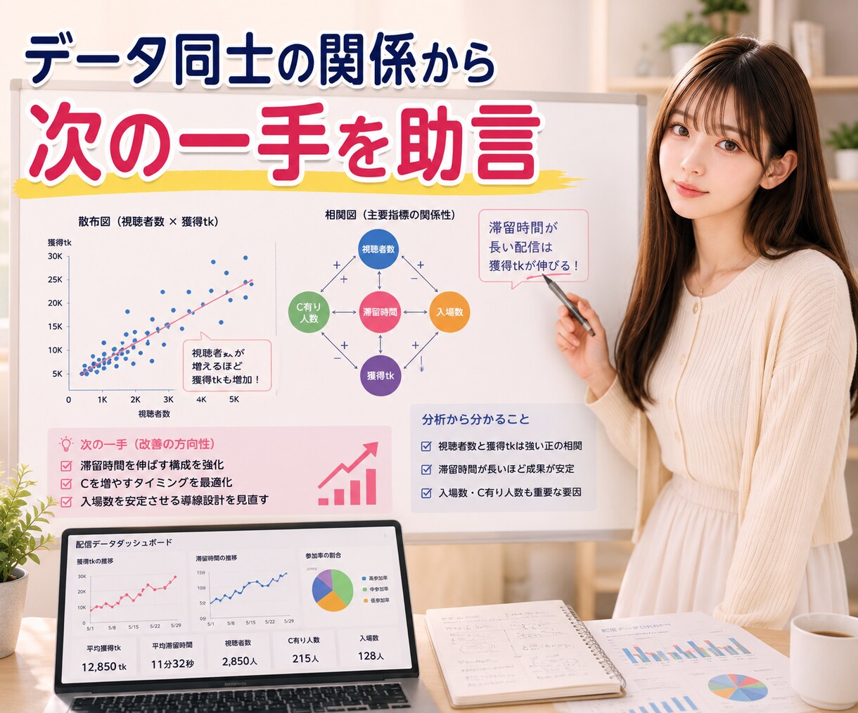 蓄積配信データから勝ちパターンを抽出します 目指せ1配信15000tk！配信記録から次の一手を設計します イメージ6