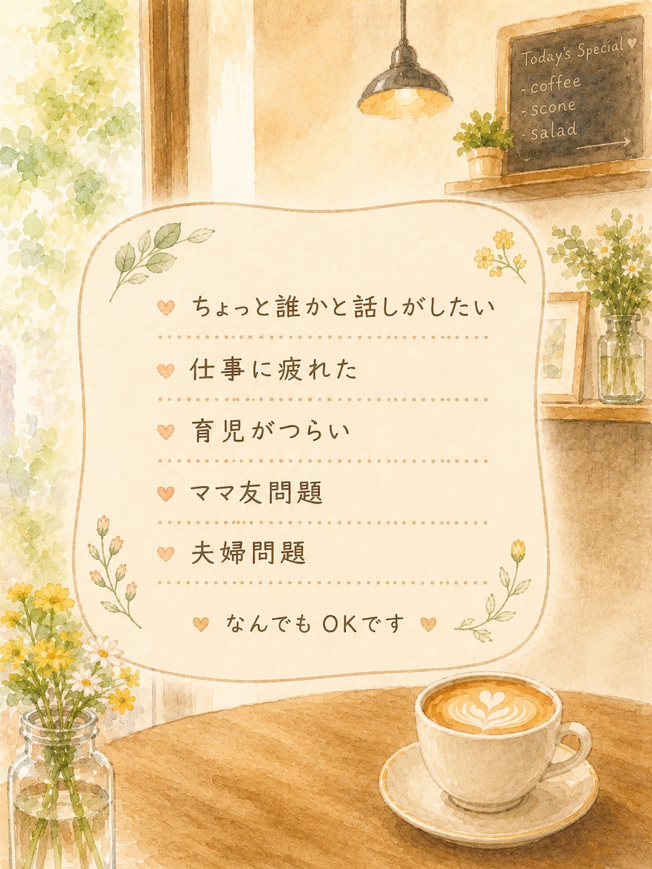 双子ママがお話しききます 雑談・愚痴・ストレスなど話したいことを話しましょう♪ イメージ2