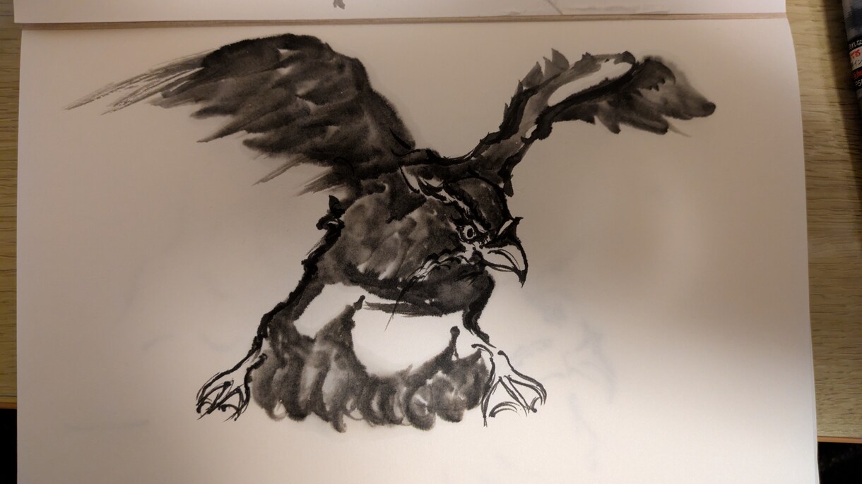 現役寿司職人が描く！粋で躍動感のある墨絵制作します 包丁を筆に持ち替え、動物など躍動感を一枚の紙に吹き込みます。 イメージ4