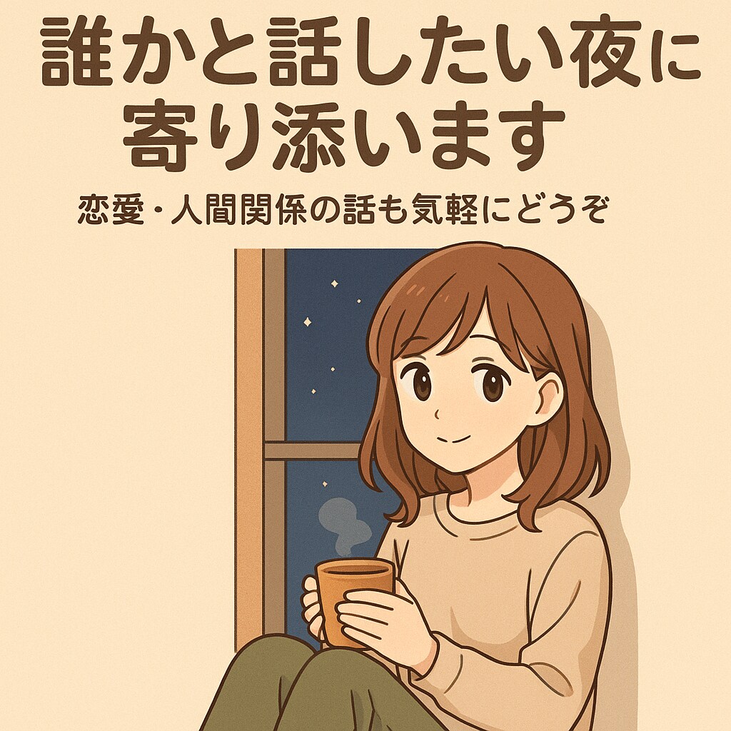 誰かと話したい夜に寄り添います 恋愛・人間関係の話も気軽にどうぞ イメージ1